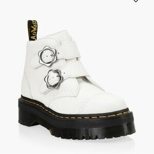 DR MARTENS Sz 9 Devon Flower Chunky  Sole Buckle Closure Leather Booties